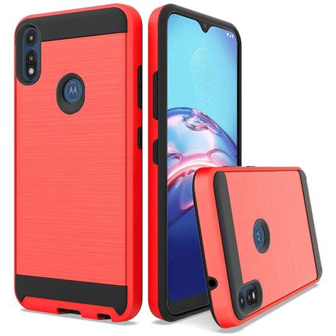 GSA Brushed Design Hybrid Case For Motorola Moto E 2020 Red Walmart