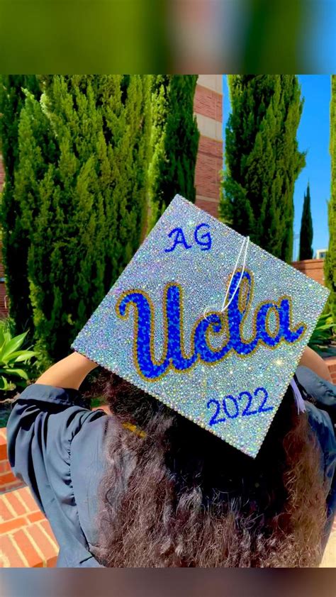 Diy Ucla Bedazzled Grad Cap Gems Rhinestones Gradcap Graduate