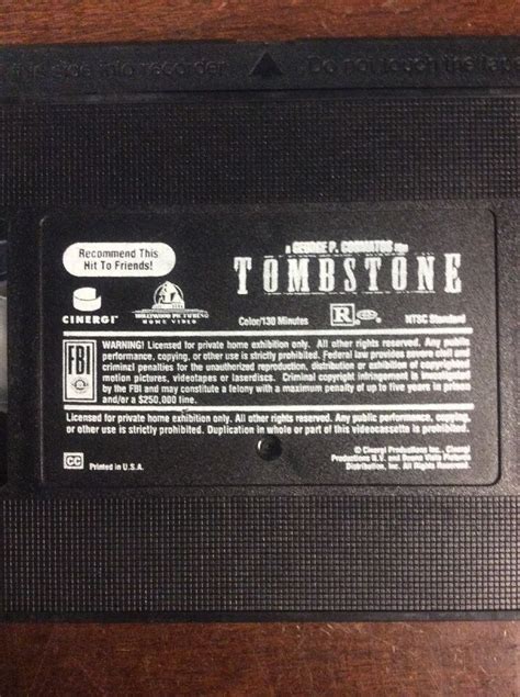 Tombstone VHS 1994 Kurt Russell Val Kilmer VHSshop Western