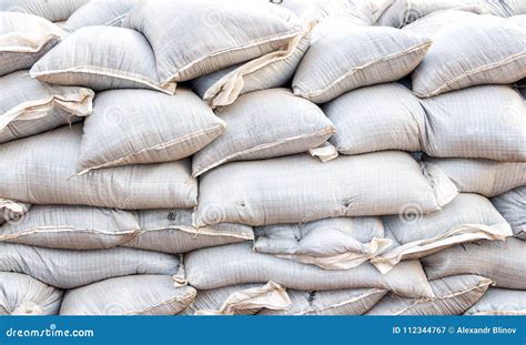 Sandbags for Flood Defense or Military Use Stock Image - Image of ...