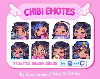 Twitch Emotes Black Hair Brown Eyes Curly Tan Skin Etsy