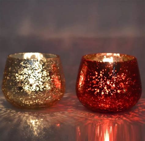 Red Mercury Glass Candle Holders Glass Designs