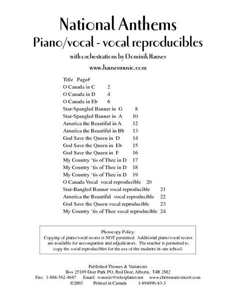 National Anthems (Canada-Us) Sheet Music by Denise Gagne (SKU: 464 ...