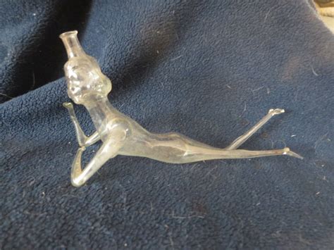 Antique Blown Glass Naked Woman Perfume Bottle German Czechoslovakia