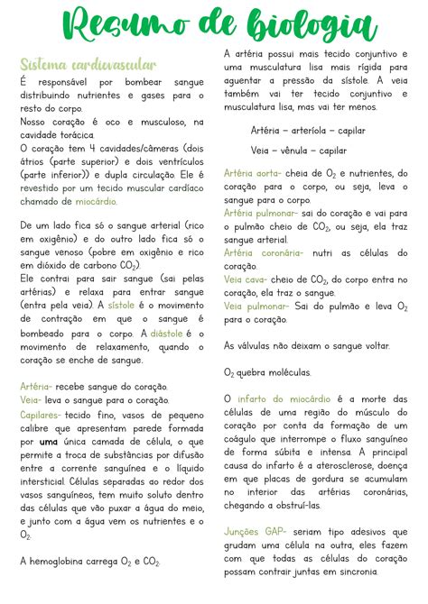 SOLUTION Resumo De Biologia Sistema Cardiovascular E Imunol Gico Ii