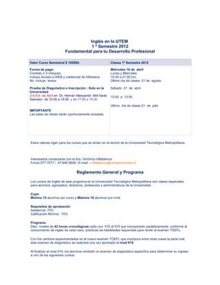 Ingl S En La Utem Semestre Pdf Descarga Gratuita