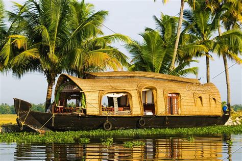 Houseboat on kerala backwaters containing asia, backwater, and canal in ...