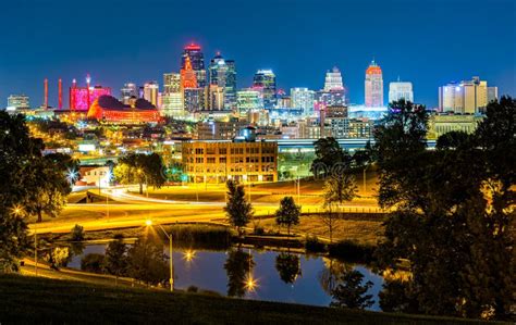 Kansas City Cityscape By Night Stock Photo Image Of Highway