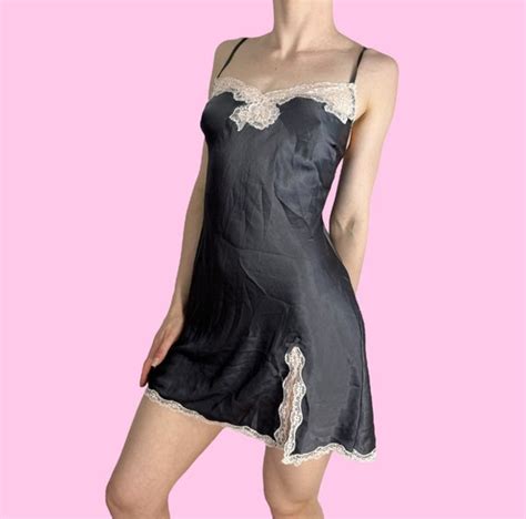 Y K Victorias Secret Grey Lace Lingerie Mini Slip Dre Gem