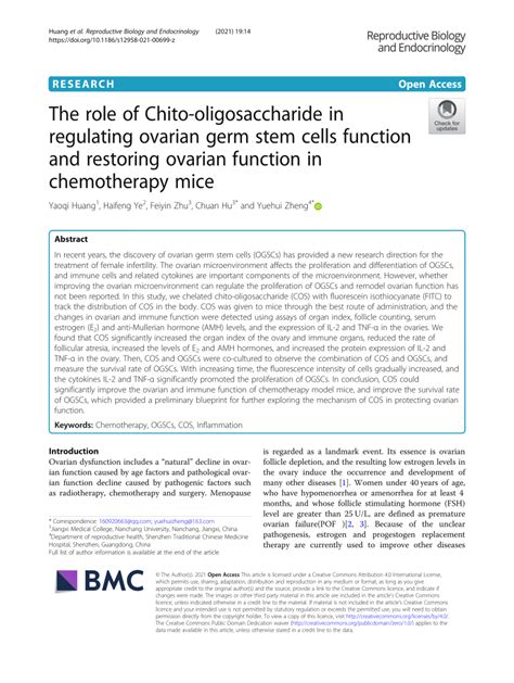 PDF The Role Of Chito Oligosaccharide In Regulating Ovarian Germ Stem