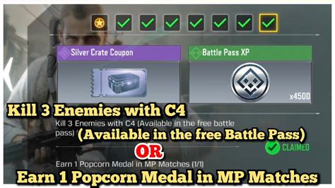 Call Of Duty Mobile Kill Enemies With C Or Earn Popcorn Medal In