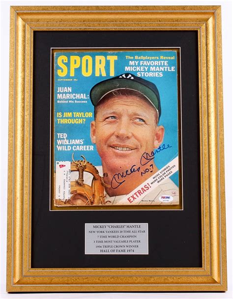 Mickey Mantle Signed Yankees 15x20 Custom Framed Vintage Sport Magazine