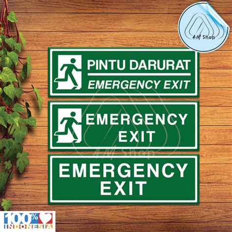 Jual Sign Rambu Pintu Darurat Emergency Exit Uk 10cm X 30cm 03