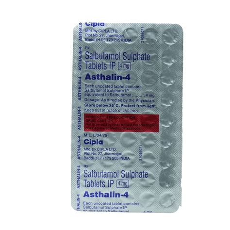 Asthalin 4mg Strip Of 45 Tablets Health And Personal Care