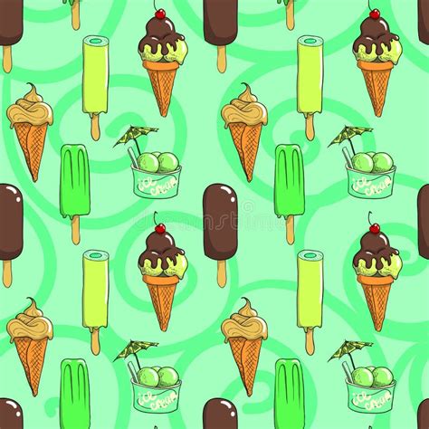 Ice Cream Seamless Vector Pattern Stock Vector Illustration Of