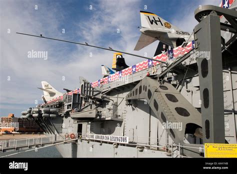 US Navy Aircraft Carrier USS Lexington Now A Floating Museum Anchored