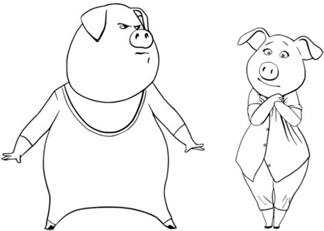 Gunter and Rosita from Sing coloring page | Free Printable Coloring Pages