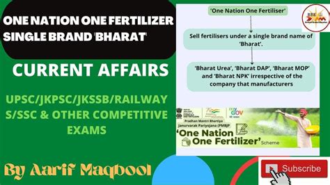 One Nation One Fertilizer Scheme Single Brand Bharat Pmbjp Current