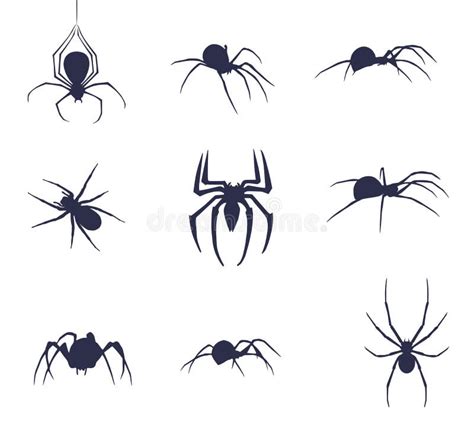 Conjunto De Nove Silhuetas De Aranhas Conjunto De Aranhas Halloween