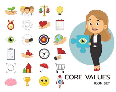 Iconos Planos Del Concepto De Valores Fundamentales Vector Premium