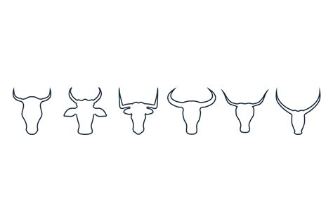 Bull And Cow Head With Big Horn Line Art Graphic By Masum Bhuiyan