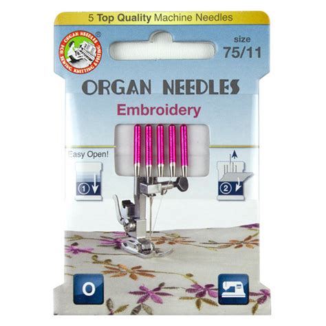 Organ® Needles Embroidery Size 75/11 - 5 Needles Per Pack