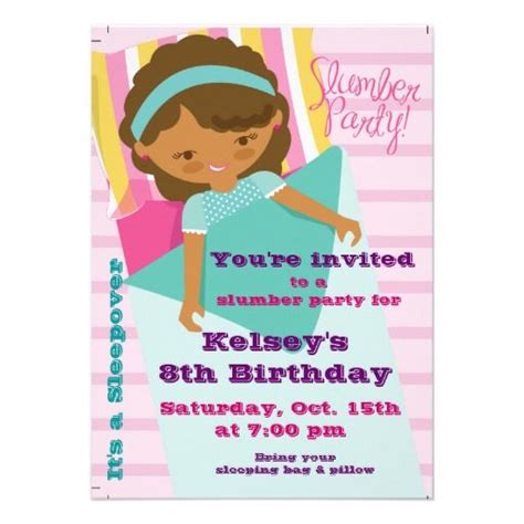 Girls Sleepover Pajama Slumber Party Invitation Zazzle Slumber