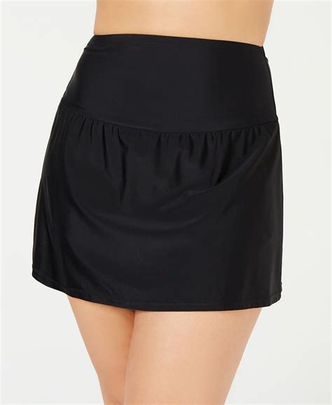 Island Escape Plus Size Tummy Control Swim Skirt Created For Macys