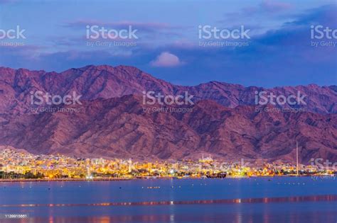 Sunset View Of Seaside Of Aqaba In Jordan Stock Photo Download Image