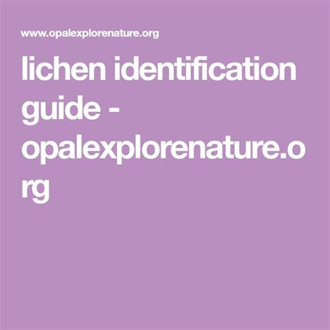 Lichen Identification Guide Imperial College