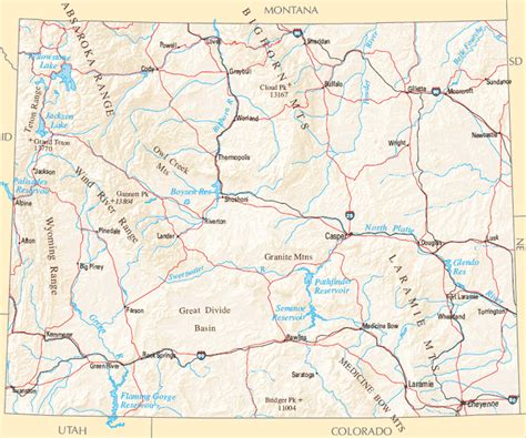 Wyoming Elevation Map