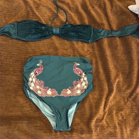 Juan D Dios Swim Juan D Dios Elegant Teal Bikini With Peacock Motif Poshmark