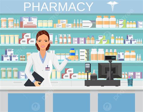 Pharmacy Drugstore Vector Art Png Modern Interior Pharmacy Or