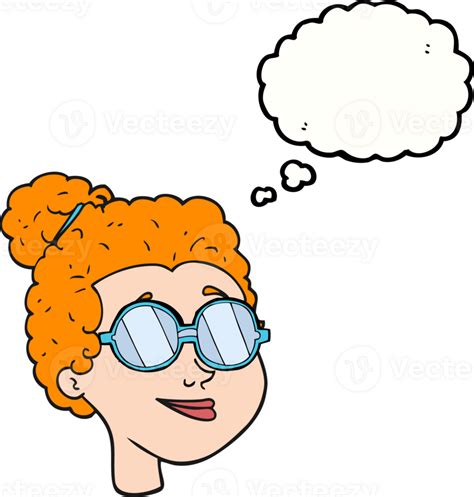 Hand Drawn Thought Bubble Cartoon Woman Wearing Glasses 45251634 Png