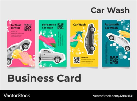 Car Wash Automatic Self Service Business Card Set Vector Image