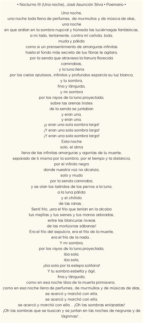 Nocturno III Una noche José Asunción Silva Poema original en análisis