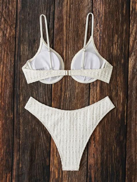 Soly Hux Bikini Sets For Women Underwire Bikini Textured Bathing Suits