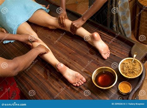 Traditional Indian Ayurvedic Oil Foot Massage Stock Photo Image Of