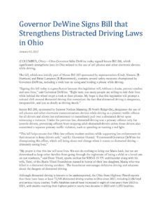 Governor DeWine Signs Bill That Strengthens Distracted Driving Laws In