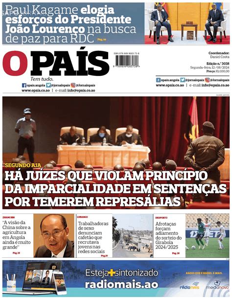 O País 12 ago 2024 Jornais e Revistas SAPO pt Última hora e