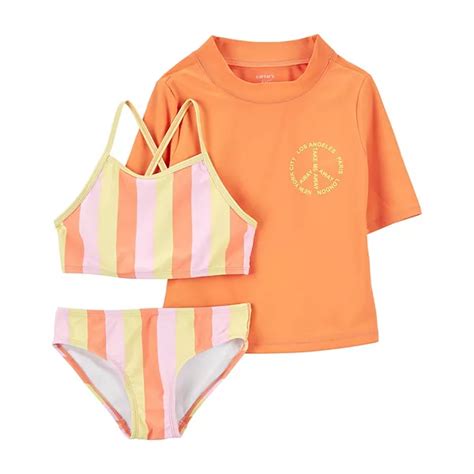 Girls 4 6x Carters Rashguard Tankini Top And Bottoms Swimsuit Set