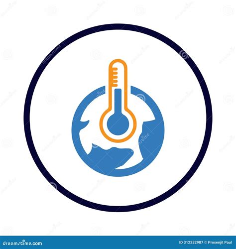 Globe World Measurement Temperature Hot Weather Global Warming Icon Stock Vector