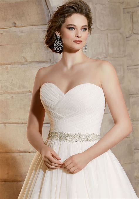 Asymmetrically Draped Soft Net Morilee Bridal Plus Size Wedding Dress