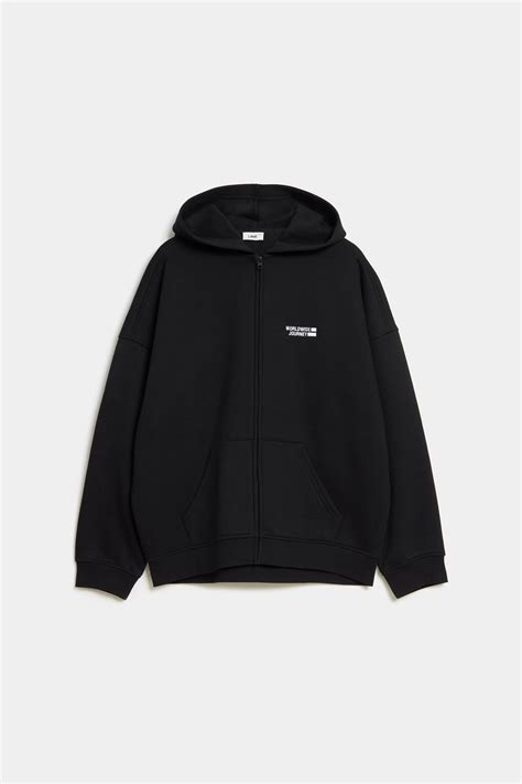 Худи oversize на молнии черный цвет - LIME