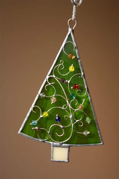 Stained Glass Christmas Tree Ornaments Etsy