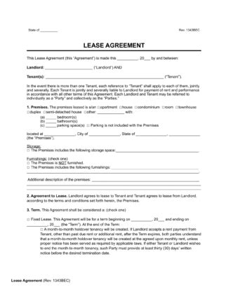 Free Rental Lease Agreement Templates PDF Word Worksheets Library