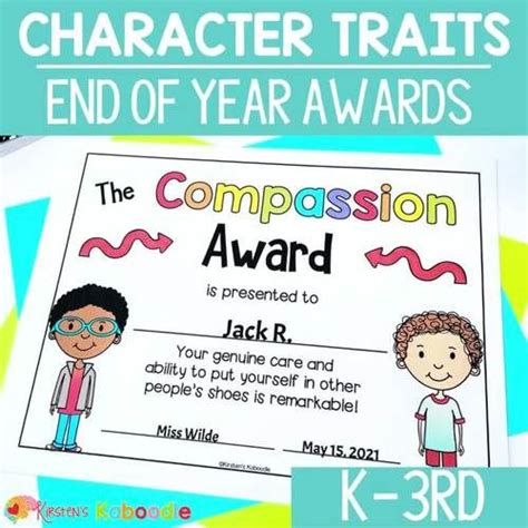 Editable End Of The Year Awards Character Traits Student Awards