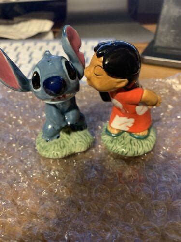 Rare Ceramic Disney Lilo And Stitch Salt Pepper Shaker Set Limited