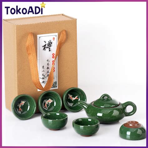 Jual Ikan Koi Chinese Tea Pot Set Ceramic Cup Teko Teh China