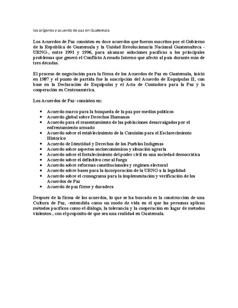 Los Orígenes Y Acuerdo De Paz En Guatemala Los Orígenes Y Acuerdo De